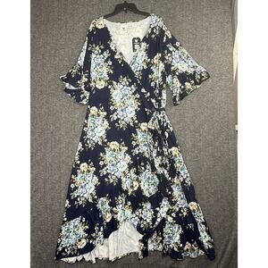 Farmhouse Frocks 3XL Penny Swing high low hem floral print wrap maxi dress NEW